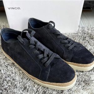 Vince Preston Black Suede Sneakers Shoes Size 10M Shoes Laced In Box